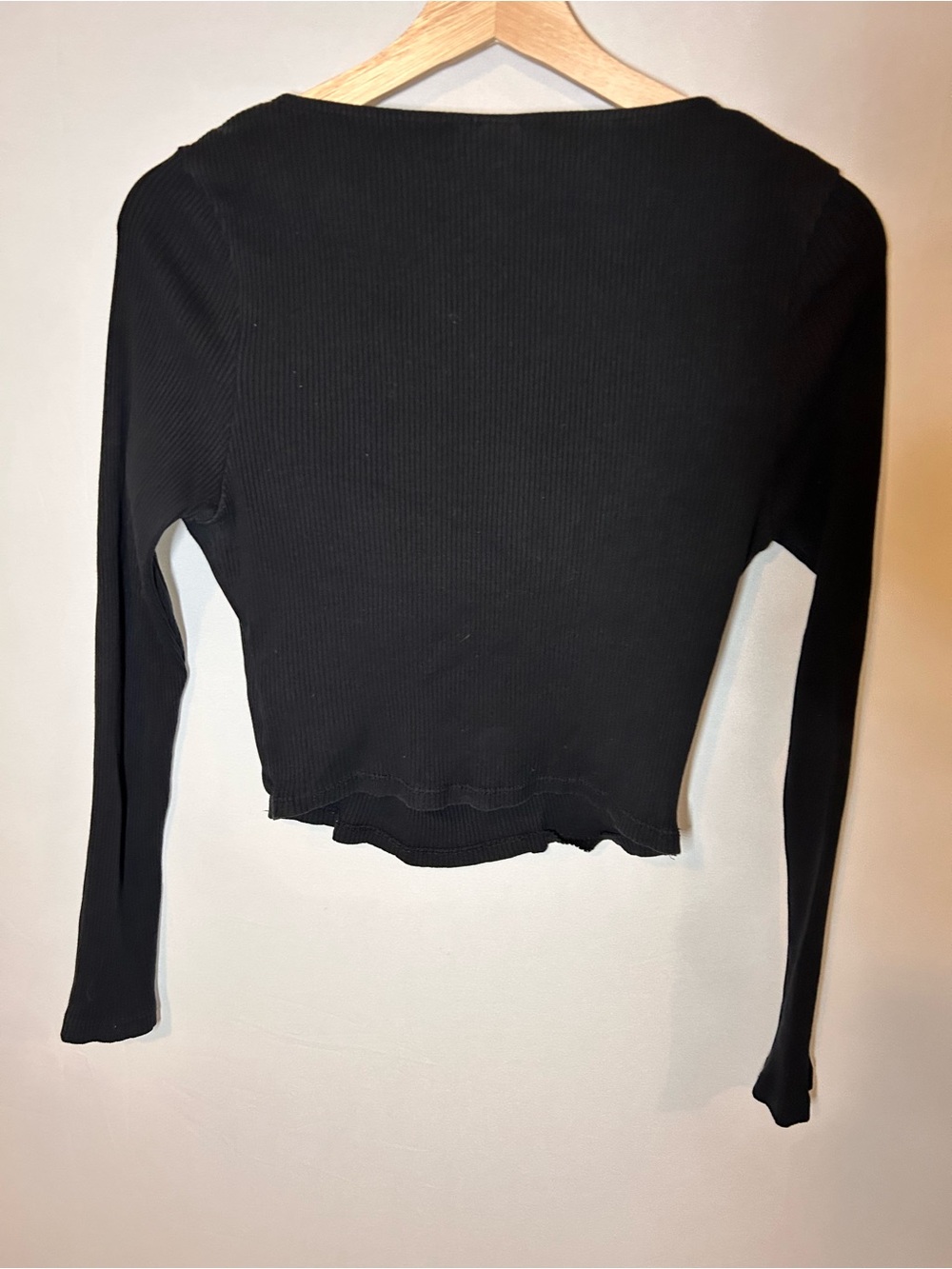 TopShop Black Ribbed Crossover Cutout Long Sleeve Sweater Crop - 8 - Picture 5 of 5